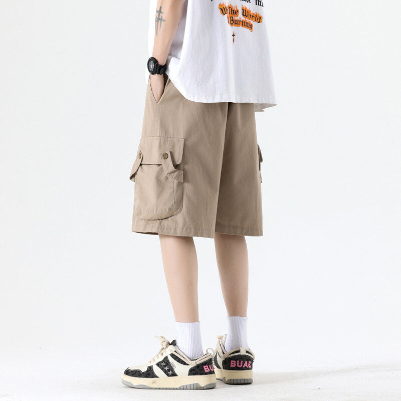 夏季新款青少年2025潮牌工装短裤口袋设计宽松男生百搭款五分裤,淘宝优惠券,粉丝福利购,淘宝优惠卷