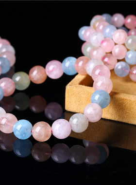 新品包邮天然摩根石手p链女 冰透摩根石 绿柱石水晶手链手串清新