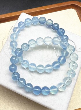 新品冰透润蓝渐变海蓝x宝手链 天然水晶饰品礼物