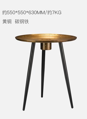 新品朱炳b仁铜 创意铜铸中式茶几家具小桌子置物客厅边几吉金圆满