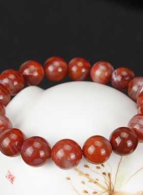 极速凉山南红玛瑙情侣手串手链南红手串佛珠火焰纹Z满肉柿子红