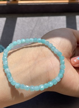 极速天然老矿天f河石方糖切面单圈手链手串 约4.5mm 水晶饰品 XL1