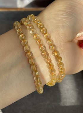 极速天然高品质金发晶三圈手链 晶B体透发丝浓密 水晶饰品 XL100