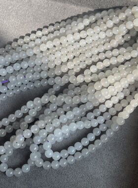 极速天然烟紫和田玉k6mm108颗长链 冰透均匀 DIY项链手链 T456