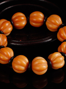 极速天然风c化菩提根南瓜珠佛珠手串配黑色椰壳隔片短款单圈手链