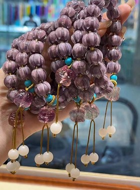 极速香积c四莲花同款手串 搭配萤石醒狮 TY1034