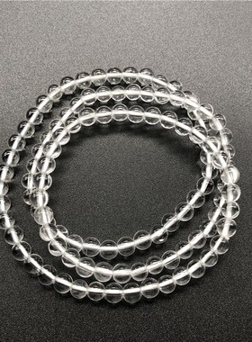 极速天然白水晶圆珠q三圈手链 价格很低但很正宗 特价包邮