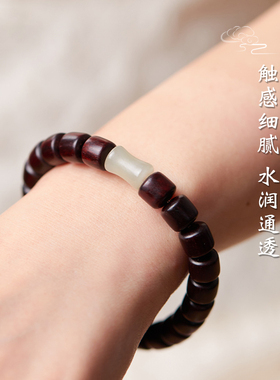 极速印度正宗小叶l紫檀手串和田玉竹节男士真品108颗文玩手持念珠