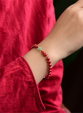 极速朱砂帝王砂单圈葫芦手链 6mmY E140