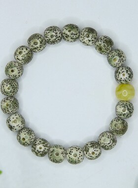 极速原生态石玉料星月菩q提子手串海南绿阴皮正月男女单圈佛珠手