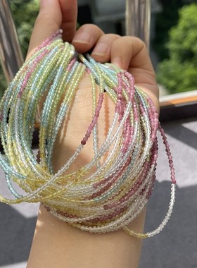 极速2.4mm多宝彩宝o项链锁骨链 橄榄石黄澳宝碧玺蓝磷灰白水晶 XL