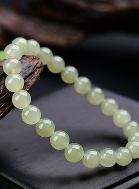极速天然晴水和田玉圆珠手串 8MME 玉石手链 成色好 T471