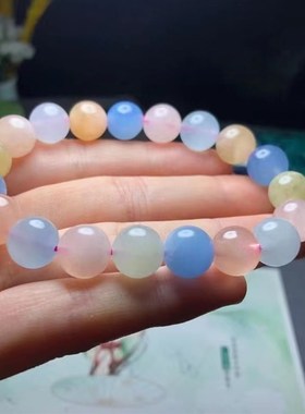 极速超水润的摩根石手链 糖果色 颜色也是M相当美 天然水晶手串饰