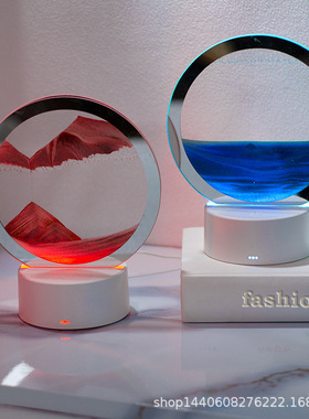 3d玻璃流沙画摆件礼物夜灯台灯usb插电客厅家居摆件少男礼物