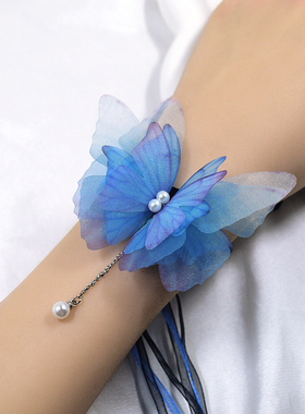 仙女系列手带梦幻绢纱手腕花蝴蝶超仙原创设计手链复古中国风手绳