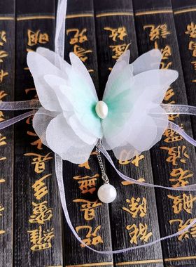 新款森系手腕花蝴蝶手链手带绑带汉服复古风仙气超仙手绳宫廷舞蹈