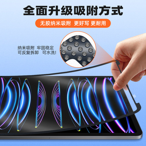 喻希适用苹果iPad框贴类纸膜iPadPro保护膜磁吸可拆卸mini6类纸膜纳米吸盘高清肯特纸膜iPadAir4/5屏幕膜 - 图2