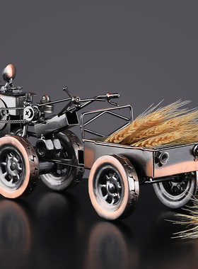 手工铁艺制作金属三轮车手扶拖拉机汽车模型装饰品工艺品摆件礼物