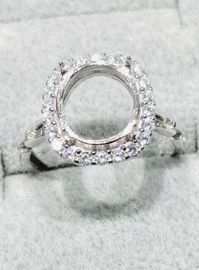 S925纯银戒指空托椭圆形葫芦佛公镶嵌翡翠蜜蜡戒面活口可调节戒指