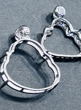 S925纯银佛公空托简约款佛公银托DIY银托防掉钻可调型银空托