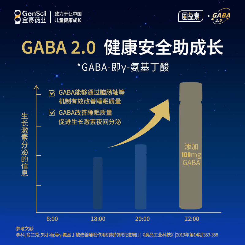 【金赛药业】固益素氨基丁酸γ儿童饮品生长素轻松晚安gaba小Q瓶 - 图1