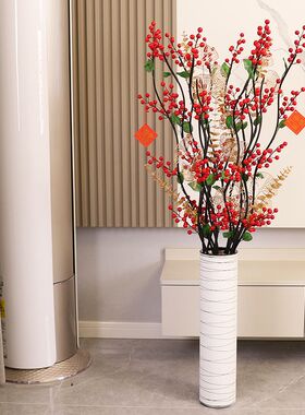 发财果仿真花摆设家居手工红果落地装饰红果花年宵花客厅假花摆件