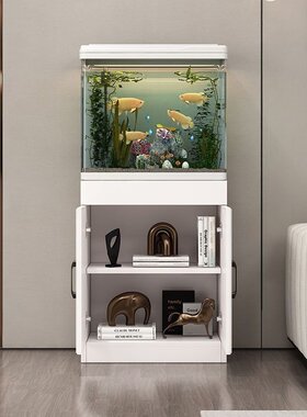 鱼缸客厅小型一体家用落地中型热弯免换水桌面造景玻璃生态水族箱