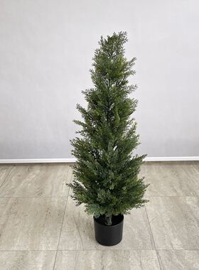 仿真绿植圣诞树小盆栽落地造景装饰柏树塑料材质花艺布置仿真树