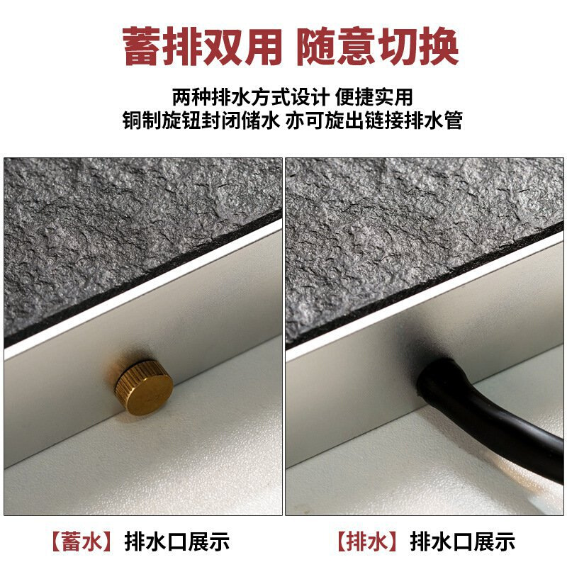 乌金石茶盘家用现代简约储水排水双用茶台干泡托盘长方形小型茶海 - 图1