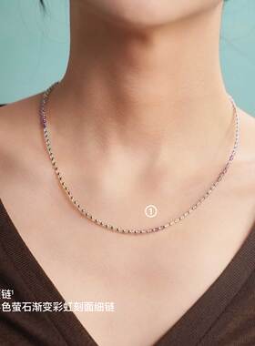 无用之用彩萤石渐变彩虹项链