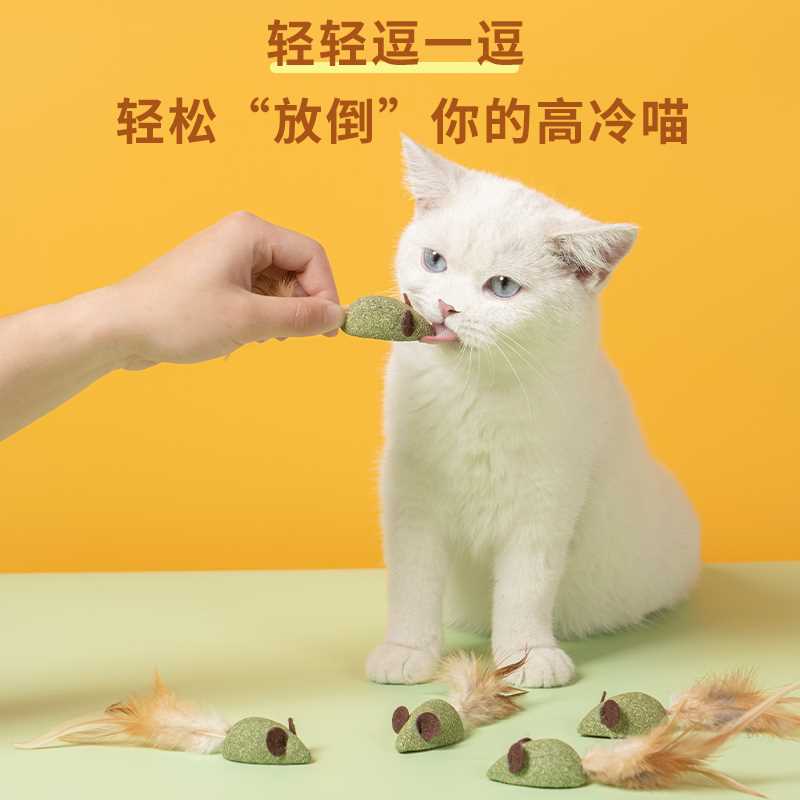 猫薄荷鸡毛鼠逗猫玩具老鼠彩色羽毛幼猫磨牙自嗨解闷神器宠物用品-图1