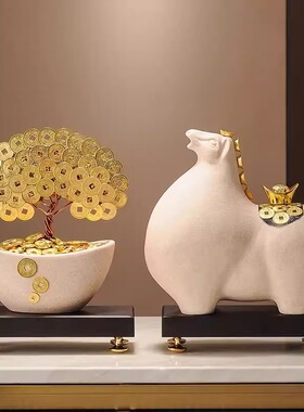 陶瓷马上有钱招财摆件开业礼物