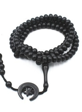 包邮回族礼拜念珠太斯比哈99粒8厘星月款吊坠阿拉伯祈祷赞词