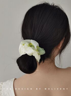 外出百搭夏天丸子头大肠发圈女拼色网纱发绳头饰时尚扎头皮筋头绳