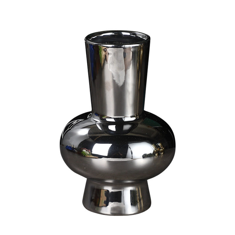 创意电镀银色陶瓷花瓶花插  北欧玄关客厅样板间桌面摆件饰品软装,淘宝优惠券,粉丝福利购,淘宝优惠卷