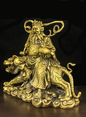 速发邮包纯铜武财明赵公神摆件 佛像财神骑虎摆设品