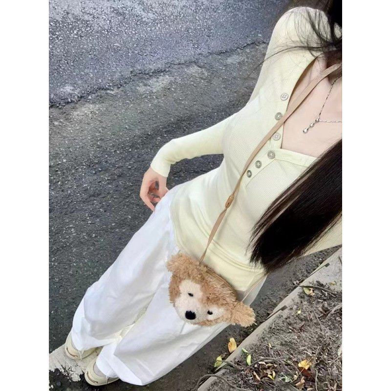 美式辣妹v领长袖t恤女春夏季2025新款内搭打底衫修身收腰纯欲风上,淘宝优惠券,粉丝福利购,淘宝优惠卷