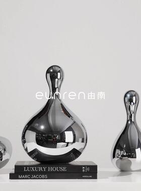 现代简约玻璃水滴保龄球造型摆件样板房间客厅电视柜软装饰品摆设