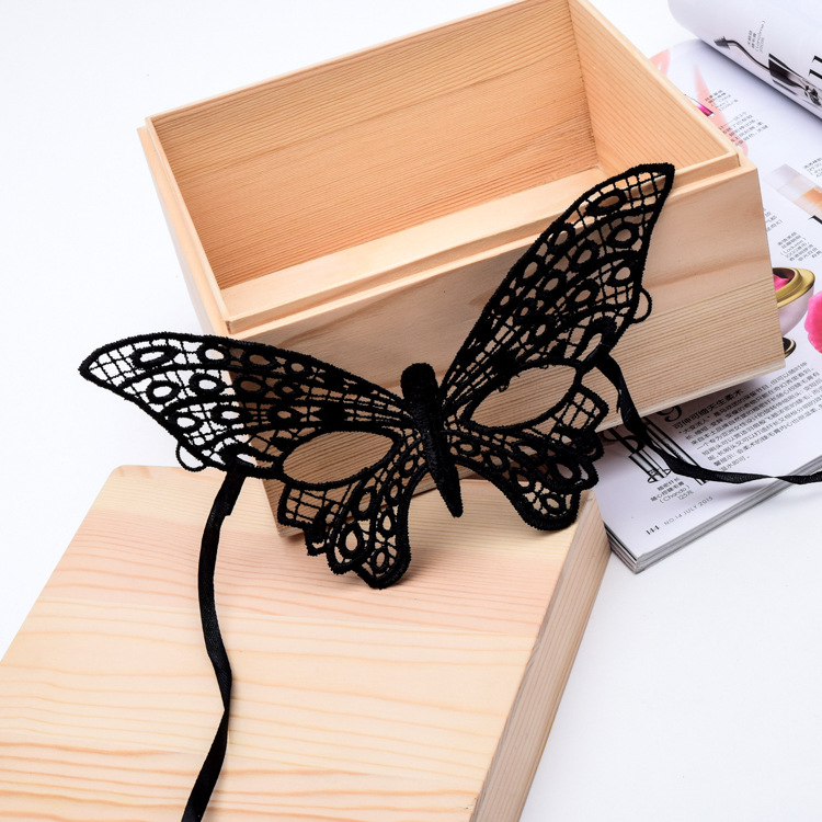 黑色蕾丝面具女定型镂空舞会派对性感成人半脸万圣节公主面具 - 图3