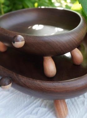 北美黑胡桃螃蟹盘置物盘干果盘