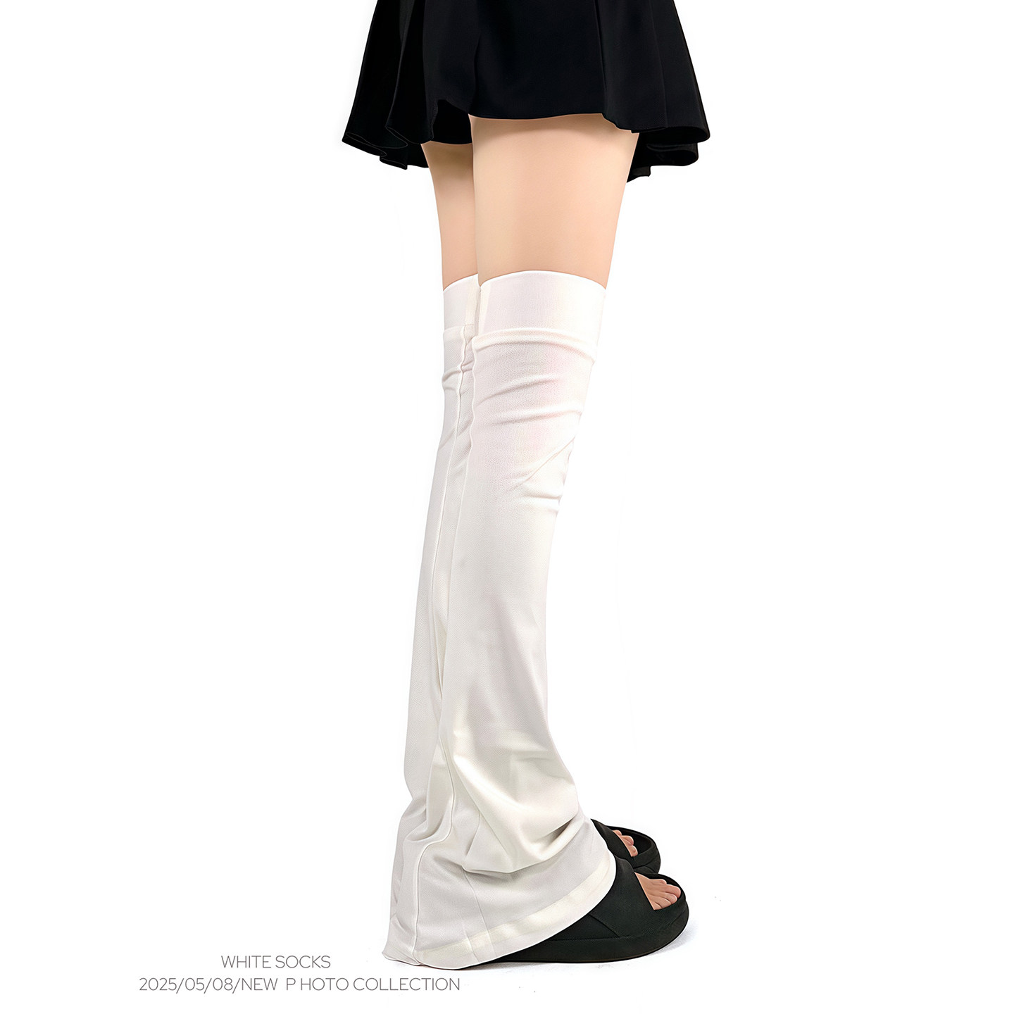 WHITE SOCKS春秋白色过膝袜套女宽边简约百搭堆堆袜加长大腿袜女,淘宝优惠券,粉丝福利购,淘宝优惠卷