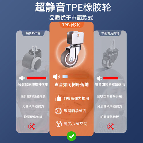 L型通用万向轮花架桌子移动轮子滚轮轱辘静音脚轮婴儿床夹板滑轮 - 图0