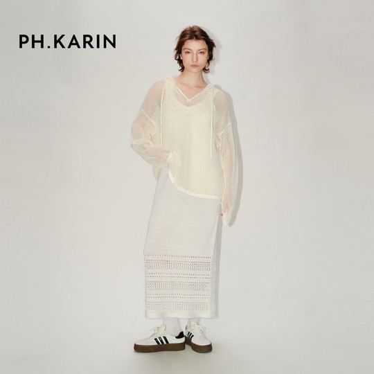 PH KARIN high-end hollow knitted suspender dress women's summer new seaside vacation skirt