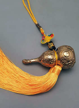 百草铜葫芦六字铜葫芦挂件二黑健康中式家居真言挂饰大小号