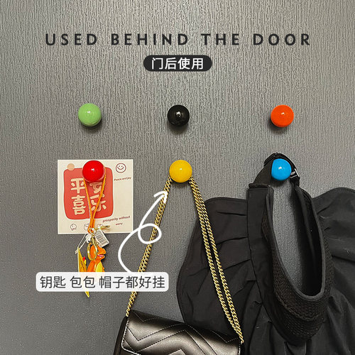 磁吸挂钩强力承重无痕收纳防盗入户门厨房冰箱贴多巴胺免打孔钩子 - 图2