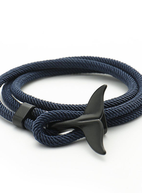 鲸鱼尾手链男手工编织海洋生物日韩活扣可调节手环百搭情侣款手绳