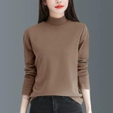 Демисезонный базовый приятный телу хлопковый лонгслив, термобелье для матери, высокий воротник, для среднего возраста