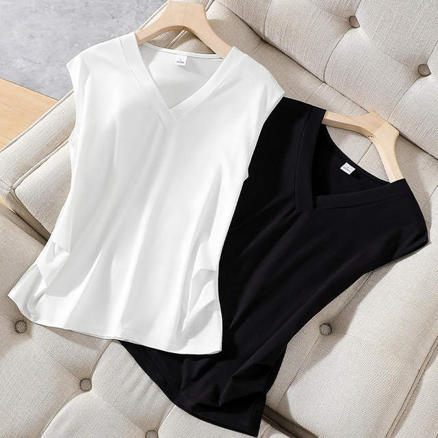 Loose sweetheart neck v-neck tank top t-shirt for women thin outer wear