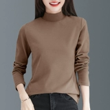 Демисезонный базовый приятный телу хлопковый лонгслив, термобелье для матери, высокий воротник, для среднего возраста