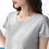 Хлопковая базовая приятная телу футболка с коротким рукавом с круглым воротником, короткий рукав, облегающий крой